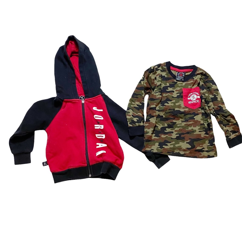 Baby Boys 2T Lot Of 2 Jordan Zip Up Hoodies NY Enyce Sean Combs Tee Red Camo